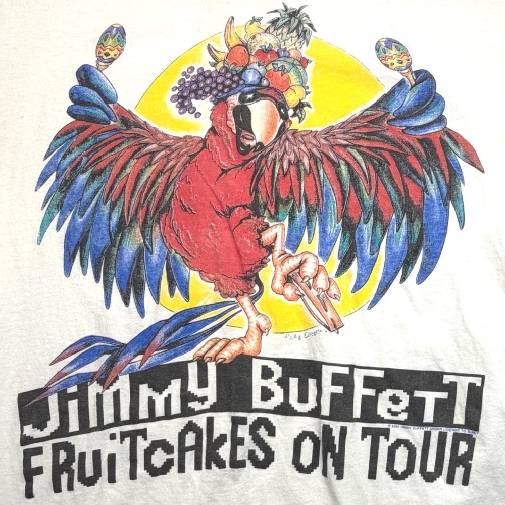 Vintage 1994 Jimmy Buffett Fruitcakes Tour‎ Tee XL USA Parrot